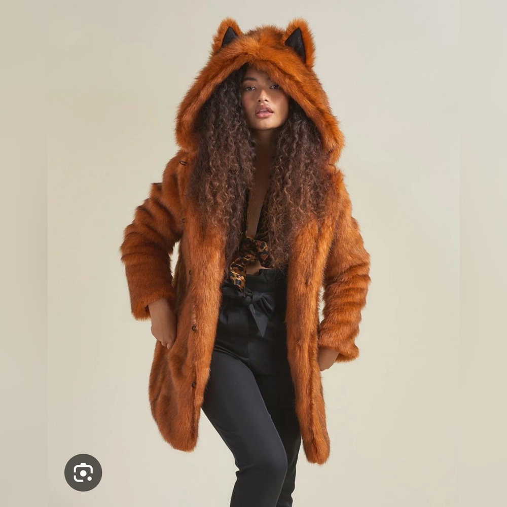 Spirithoods VampWolf Faux Fur Hooded Coat in Rust